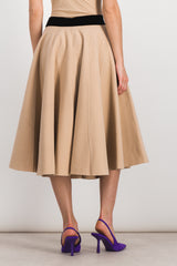 Felt wool pleated midi skirt